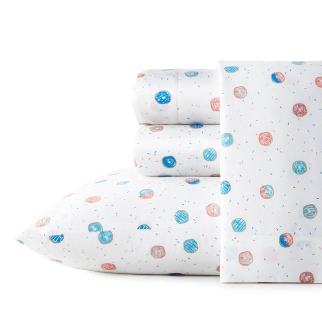 Twin Printed Pattern Percale Cotton Sheet Set Donuts - Poppy & Fritz