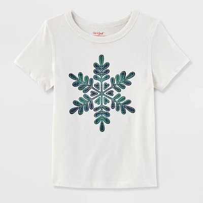 Toddler Adaptive Short Sleeve Snowflake Graphic T-Shirt