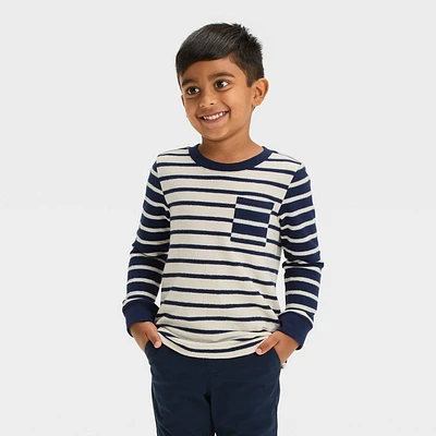 Toddler Boy Long Sleeve Striped Pocket T-Shirt