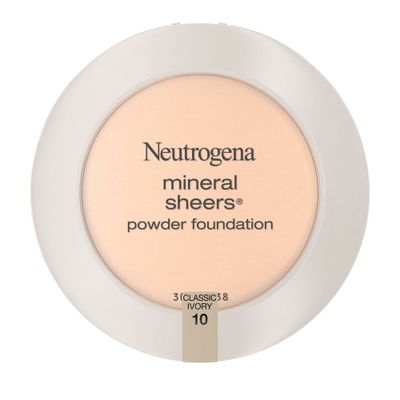 Neutrogena Mineral Sheers Compact Powder Foundation, Lightweight & Oil-Free - 10 Classic Ivory - 0.34oz