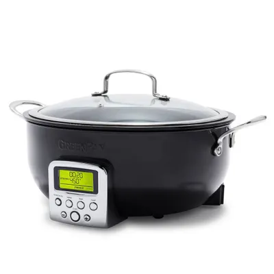 GreenPan 6qt Elite Nonstick Essential Slow Cooker & Smart Skillet Ceramic : 10 Settings, Digital Timer