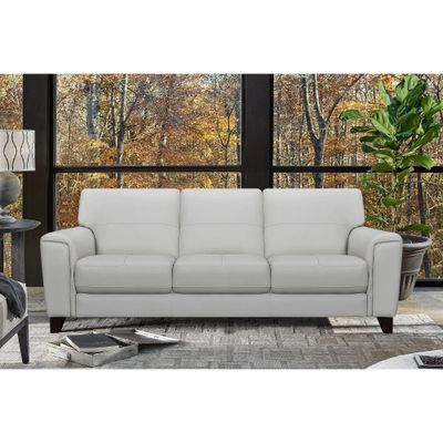 87 Bergen Genuine Leather Square Arm Sofa  - Armen Living: Plump Foam, Slanted Legs