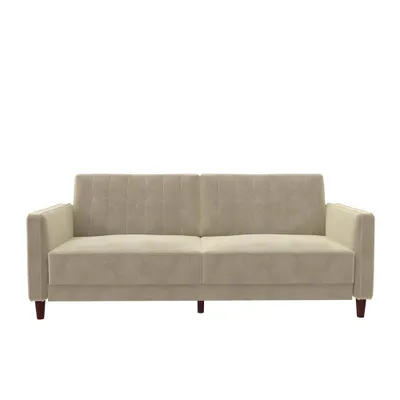 Room & Joy Isabella Tufted Transitional Futon : Upholstered Sleeper Sofa, Wood Frame, Foam Mattress