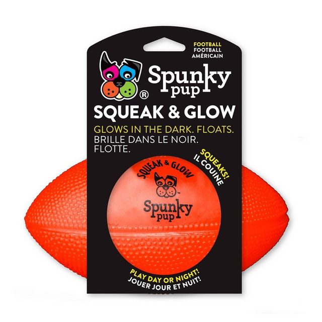 Spunky Pup Squeak & Glow Football Dog Toy