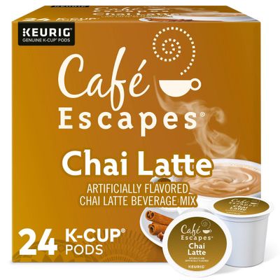 Caf Escapes Chai Latte Coffee Pods Flavored Coffee Dark Roast - 24ct