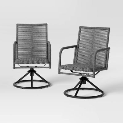 2pc Granby Padded Wicker Outdoor Patio Dining Chairs Swivel Chairs  - Threshold: Weather-Resistant, Metal Frame, Basket Weave