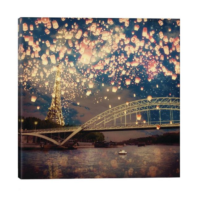 Love Wish: Lanterns Over Paris by Paula Belle Flores Unframed Wall Canvas