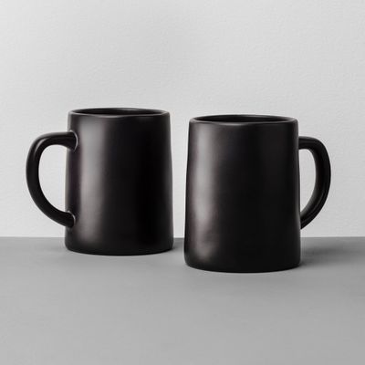 2pk 16oz Stoneware Mug Set Black - Hearth & Hand with Magnolia: Durable, Microwave-Safe