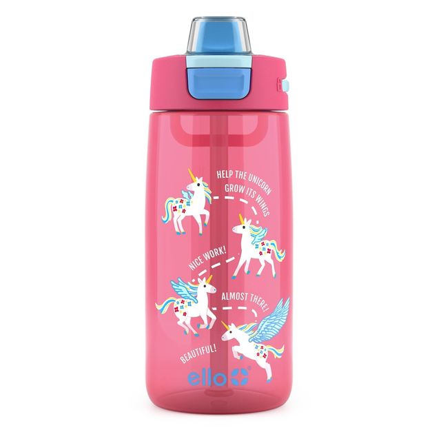 Ello 18oz Plastic Colby Hydration Tracking Unicorn Water Bottle - Yahoo  Shopping