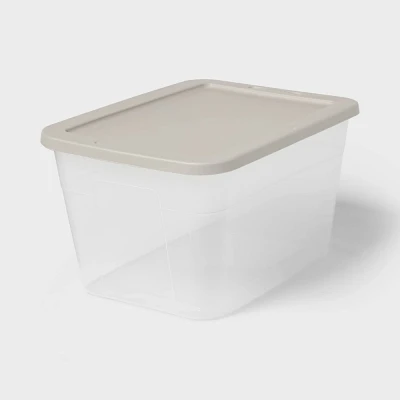 56qt Storage Boxes Gray Lid - Brightroom