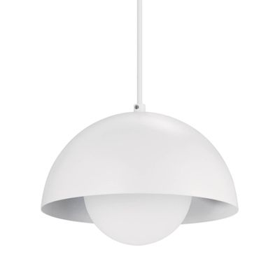 1-Light Amelia Plug-In Pendant with Glass Shade Matte White - Globe Electric: 15-Foot Cord, ETL Listed