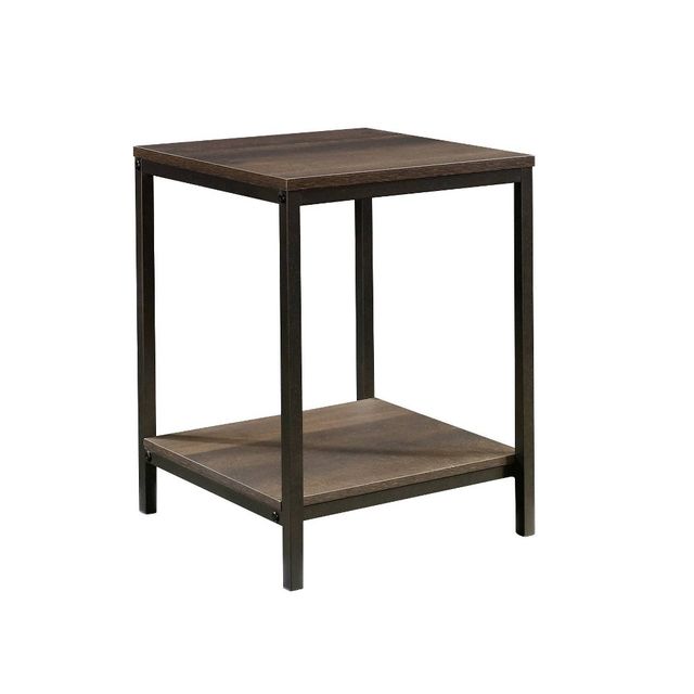 North Avenue Side Table Smoked Oak Finish - Sauder: Modern Accent Table with Lower Shelf, Metal Frame