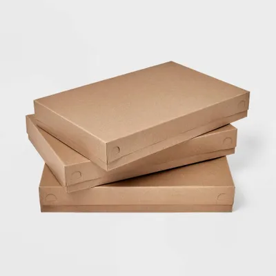 3ct Kraft Shirt Gift Box Brown - Spritz: Solid Paper Wrapping Boxes for Clothes, All Occasions, 14.75x9.5x2