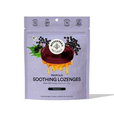 Beekeepers Naturals Propolis Soothing Lozenges - Elderberry - 14ct