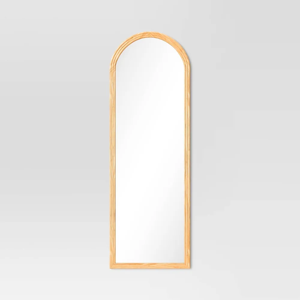 22 x 65 Fluted Arch Floor Mirror Light Natural - Threshold: Pine Frame, No Assembly Required