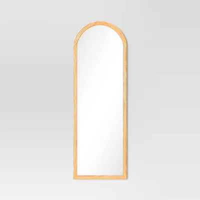 22 x 65 Fluted Arch Floor Mirror Light Natural - Threshold: Pine Frame, No Assembly Required