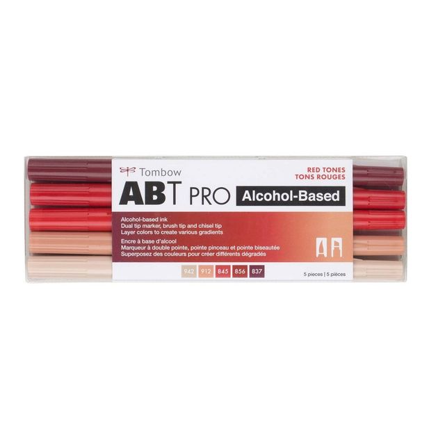 5ct ABT PRO Dual-Tip Alcohol Based Art Markers Red Tones - Tombow