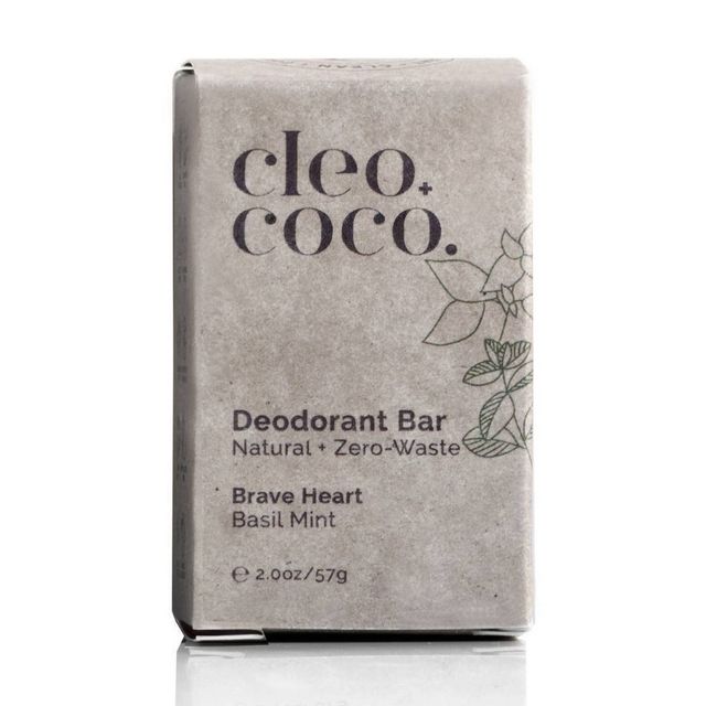 cleo+coco. Plastic Free Natural Deodorant Bar For Men and Women  Aluminum Free - Basil Mint - 2oz