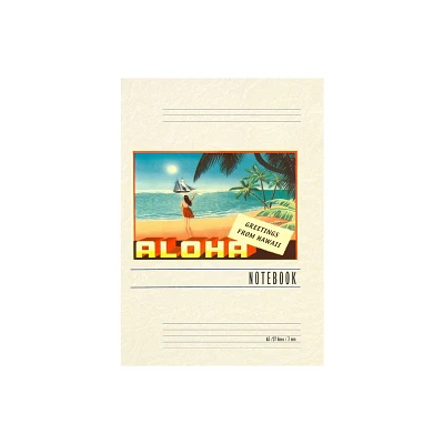 Vintage Lined Notebook Aloha, Greetings from Hawaii, Hula Girl on Beach - (Paperback)