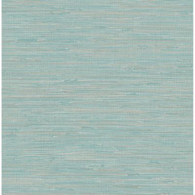 NuWallpaper Tibetan Grasscloth Teal Peel and Stick Wallpaper