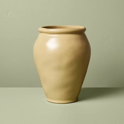 10 Smooth Ceramic Urn Vase Tan - Hearth & Hand with Magnolia: Farmhouse Bud Vase, Watertight, Recycled Content