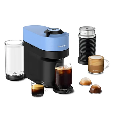 Nespresso Vertuo Pop+ Coffee Machine with Aeroccino by DeLonghi Pacific Blue ENV92AAE