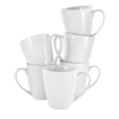 8oz 6pk Porcelain Cara Cup Set White - Elama: Coffee & Tea Cups, Microwave & Dishwasher Safe, Service for 6