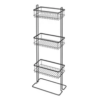 iDESIGN Everett Metal Standing Shower Caddy Three Tier Bath Shelf Baskets Matte Black: Bathroom Organizer, Shower Storage Rack