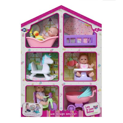 JC Toys Lots to Love Babies 5 Mini Doll House with Dolls and Accessories