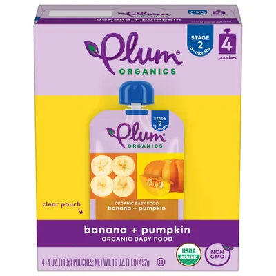 Plum Organics Baby Food Stage 2 - Banana Pumpkin - 4oz