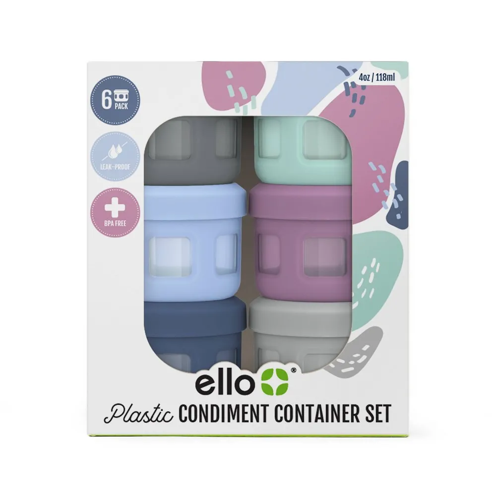 Ello 6pk Plastic Food Storage Condiment Containers