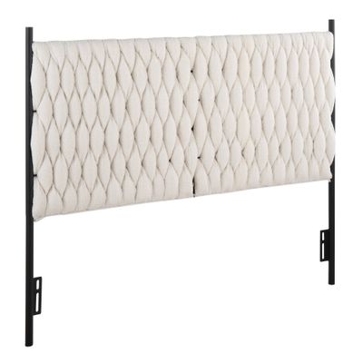 Queen Braided Matisse Faux Shearling/Metal Headboard Black/Cream - LumiSource