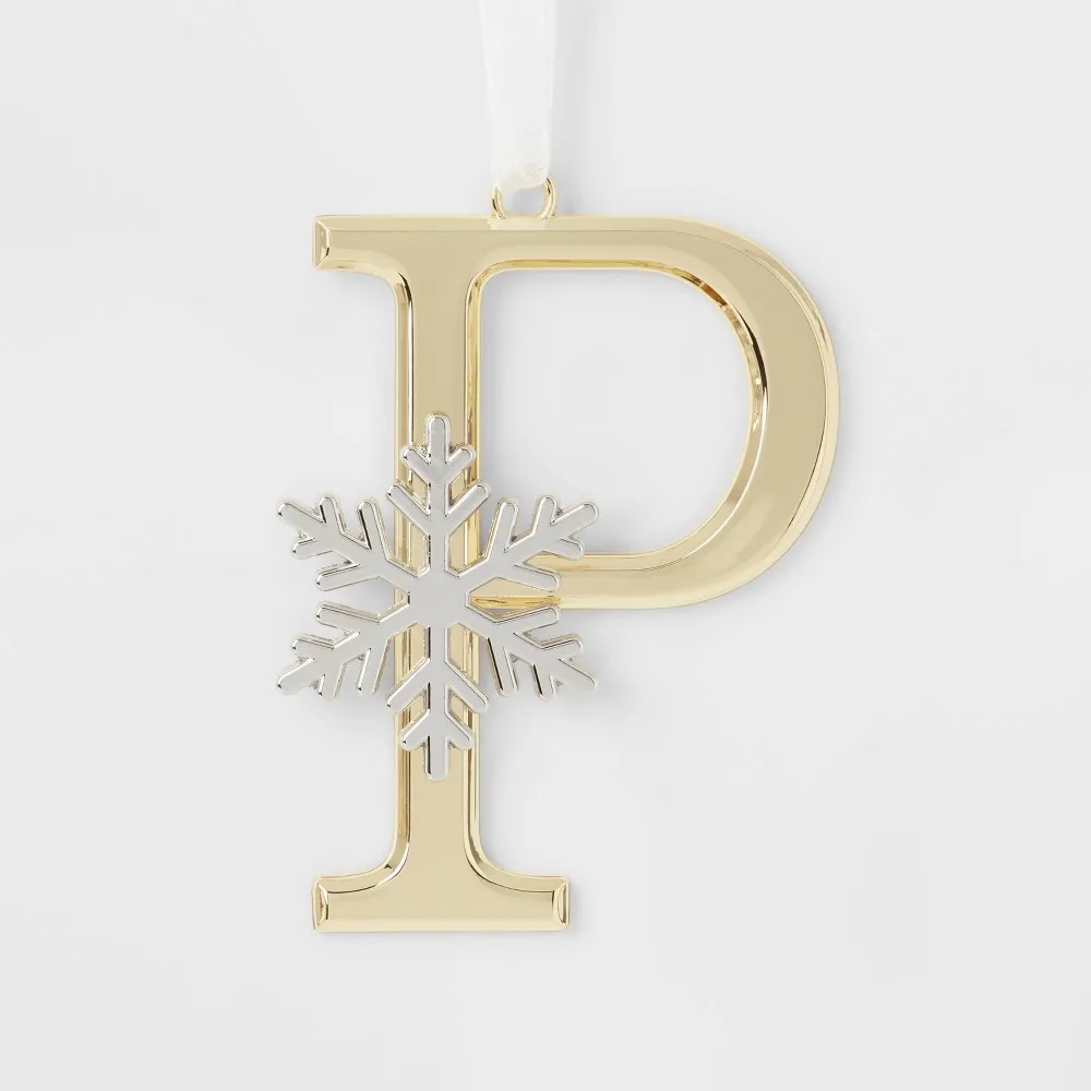 Metal Monogram Christmas Tree Ornament Letter A Silver - Wondershop