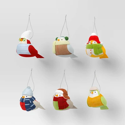 6pc Featherly Friends Fabric Bird Christmas Tree Ornament Set - Wondershop