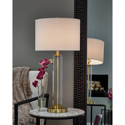 Signature Design by Ashley Orenman Table Lamps: Metallic Finish, Drum Shade, 29.25 Height