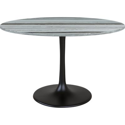 47.8 Stephanie Round Marble Dining Table Gray - ZM Home: Modern Glam Pedestal Base, Seats 4