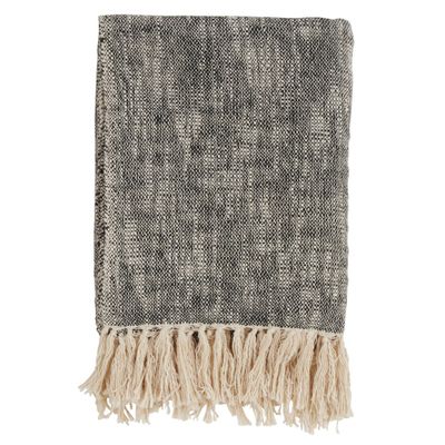 50x60 Solid Throw Blanket with Tassels Black - Saro Lifestyle: Cotton Weave, Machine Washable, Cozy for Sofa or Bed