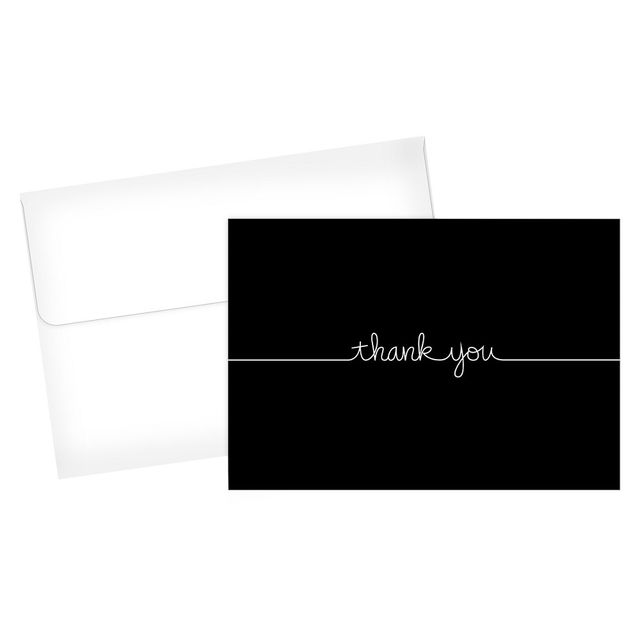 50ct Grace Thank You Cards Black