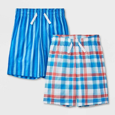 Boys 2pk Plaid and Striped Pajama Shorts