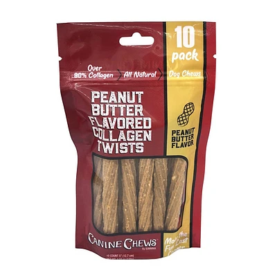 Canine Chews Collagen Twist All Ages Dog Treat with Peanut Butter Flavor - 4.58oz