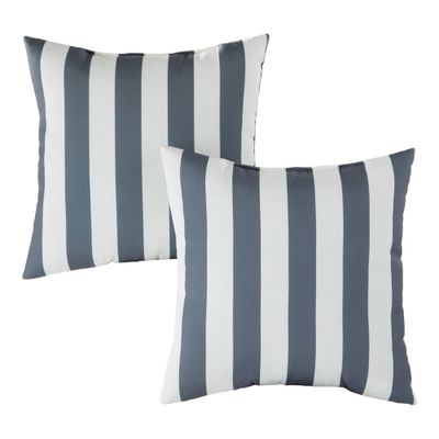 Kensington Garden 2pk 17x17 Striped Square Outdoor Throw Pillows : UV-Resistant