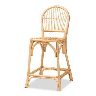 Wina Rattan Counter Height Barstool Natural/Brown - bali & pari: Handcrafted, No Assembly Required