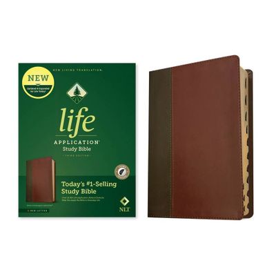 NLT Life Application Study Bible, Third Edition (Red Letter, Leatherlike, Brown/Tan, Indexed) - (Leather Bound)