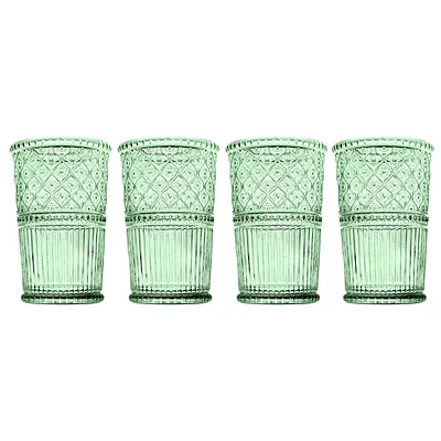 Godinger Silver Set of 4 Claro Tumbler Glasses Green