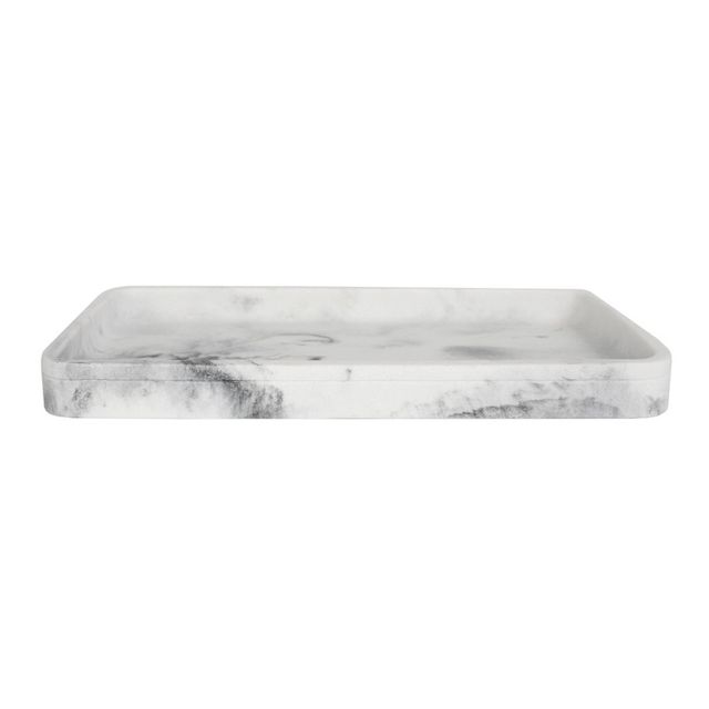 Michaelangelo Tray Marble - Moda at Home: Resin Crafted, Hand Wash, Bathroom Accessory, 10.5 Depth