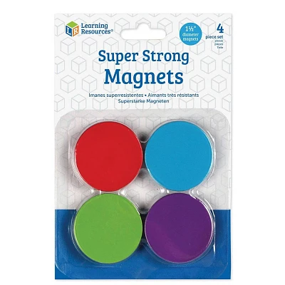 Learning Resources Super Strong Magnets 4 Vibrant Colored Magnets Hang on Whiteboards or Refrigerators