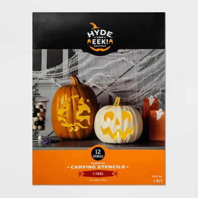 Pumpkin Carving Stencils Halloween Decorating Kit 12pc- Hyde & EEK! Boutique: Unique Designs & Tools for Fun Carving