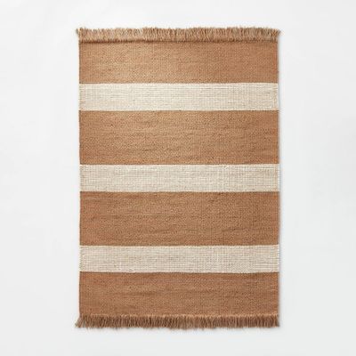 3x5 Highland Hand Woven Striped Jute/Wool Rug Tan - Threshold designed with Studio McGee
