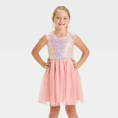 Girl Short Sleeve Tulle Sequin Dre