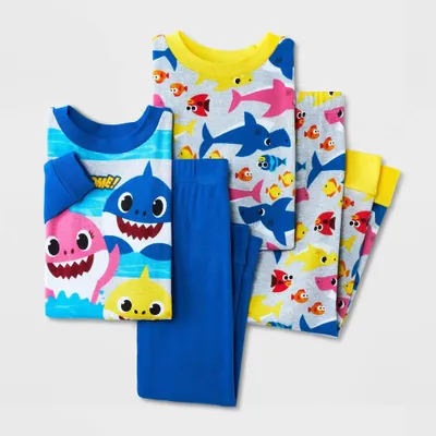 Toddler Boys 4pc Baby Shark Snug Fit Pajama Set - Blue 2T
